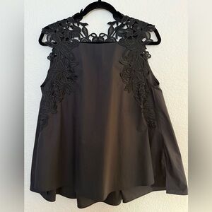Psophia Sleeveless Black Lace Women's Blouse Size XL